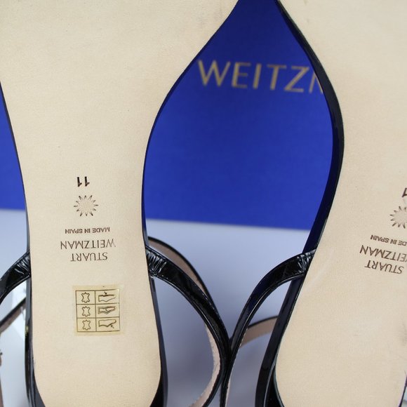 New Stuart Weitzman Kassidy Black Leather Heeled Sandal | Chic & Timeless - Picture 14 of 15
